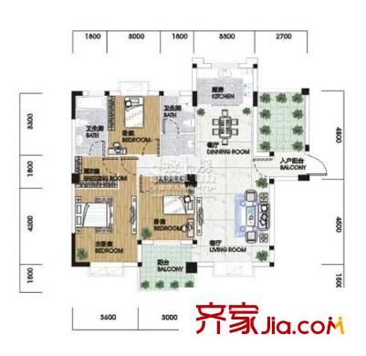 統(tǒng)建錦繡江南四期戶型圖3室2廳 戶型圖 3室2廳2衛(wèi)