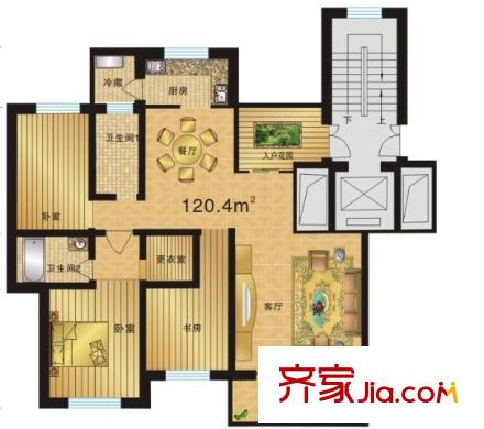 東亭花園戶型圖3室2廳 3室2廳