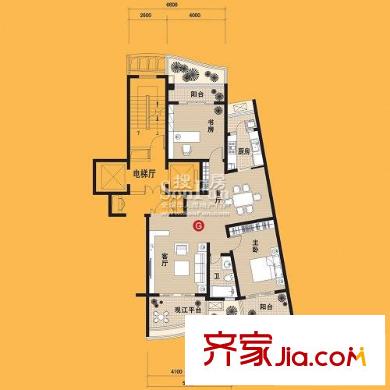 金都漢宮戶型圖二期4棟標(biāo)準(zhǔn)層G-1戶型 2室2廳1衛(wèi)