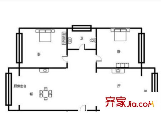 南國明珠戶型圖二室二廳 戶型圖 2室2廳