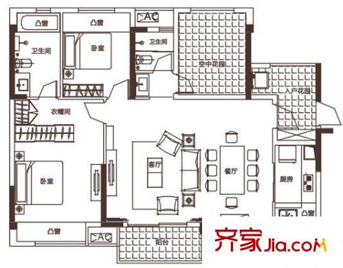 南國明珠戶型圖二室二廳 戶型圖 2室2廳