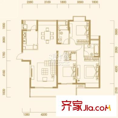 華潤置地鳳凰城戶型圖B1a 3室2廳2衛(wèi)