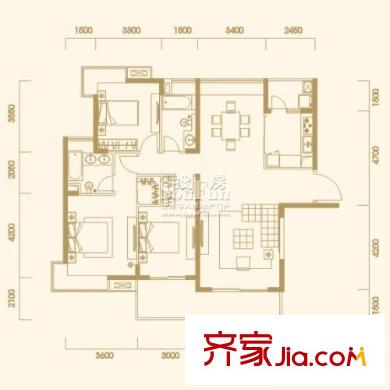 華潤置地鳳凰城戶型圖B1 3室2廳2衛(wèi)