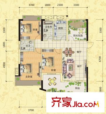 廣電江灣新城戶型圖蘭亭御江22-25棟戶型 3室2廳2衛(wèi)
