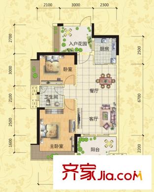 廣電江灣新城戶型圖蘭亭御江18、19棟戶型 2室2廳1衛(wèi)