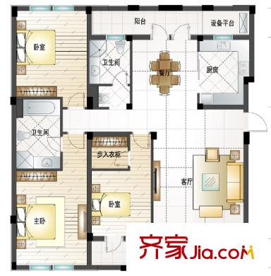 百步亭花園溫馨苑戶型圖三室二廳 戶型圖 3室2廳