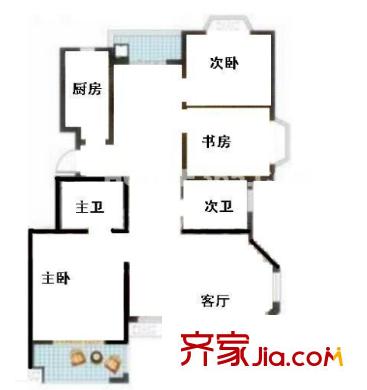 百步亭花園溫馨苑戶型圖三室一廳 戶型圖 3室1廳