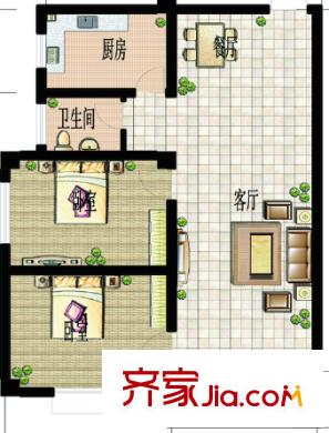 百步亭花園溫馨苑戶型圖二室二廳 戶型圖 2室2廳