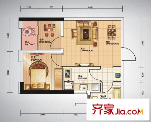 福星惠譽(yù)福星城戶型圖7、8、9#B戶型圖 2室2廳1衛(wèi)1廚