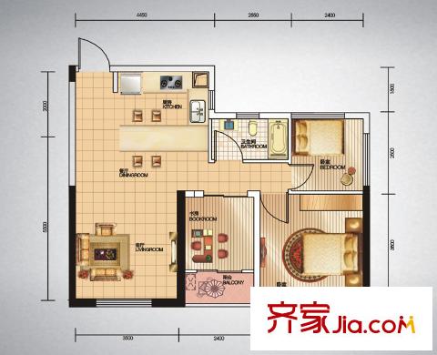 福星惠譽(yù)福星城戶型圖7、8、9#A戶型圖 3室2廳1衛(wèi)1廚