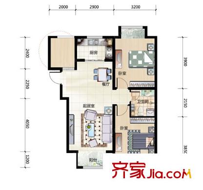 德盛大廈戶型圖2室2廳 2室2廳