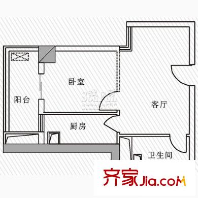 世紀(jì)彩城戶型圖彩-J 1室1廳1衛(wèi)1廚