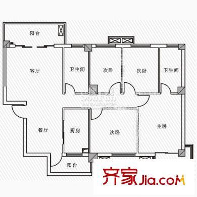 世紀(jì)彩城戶型圖麗-D3 4室2廳2衛(wèi)1廚
