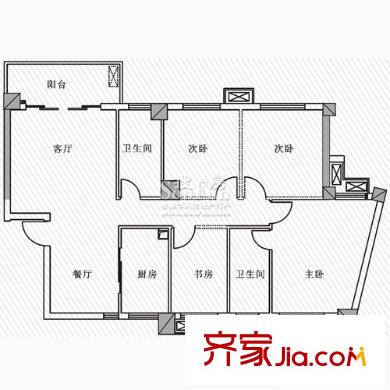 世紀(jì)彩城戶型圖麗-C3 4室2廳2衛(wèi)1廚