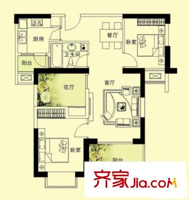 華潤置地中央公園戶型圖二期瀾香雅筑戶型 2室2廳1衛(wèi)