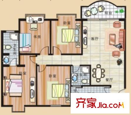 金地圣愛米倫戶型圖四室二廳 戶型圖 4室2廳