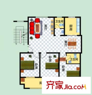 金地圣愛米倫戶型圖三室二廳 戶型圖 3室2廳