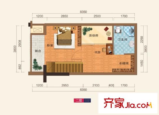 星悅城戶型圖10號(hào)樓LOFT二層戶型 3室1衛(wèi)