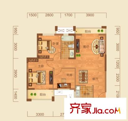 星悅城戶型圖三期B8戶型 3室2廳1衛(wèi)1廚