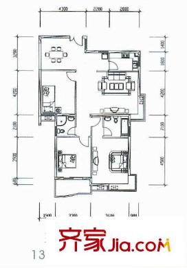 華城廣場戶型圖三房 3室2廳2衛(wèi)