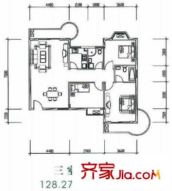 華城廣場戶型圖三房2 3室2廳2衛(wèi)