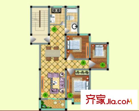 歐洲花園戶型圖3室2廳 戶型圖 3室2廳1衛(wèi)1廚