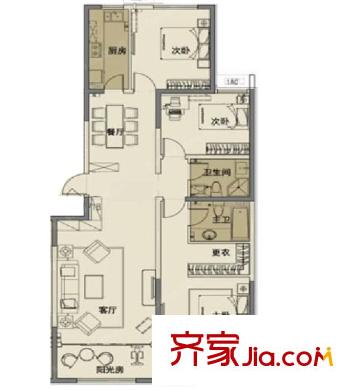 華苑小區(qū)戶型圖3室2廳 戶型圖 3室2廳2衛(wèi)1廚