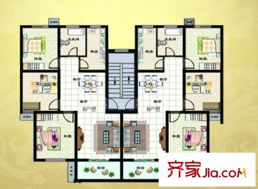 銘新社區(qū)戶型圖3室2廳 戶型圖 3室2廳