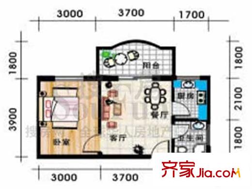 東立國際三期 1室 戶型圖