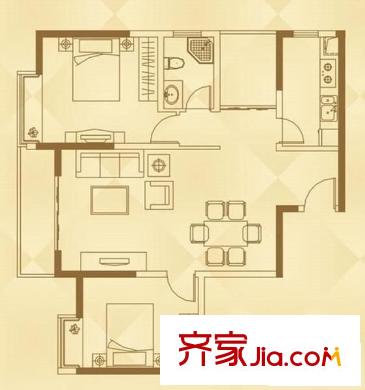 武漢菱角湖萬達廣場 2室 戶型圖