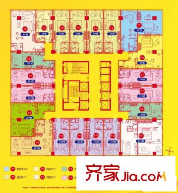 菱角湖萬達廣場戶型圖A區(qū)A棟A3單元F1-F13戶型 1室1廳1衛(wèi)
