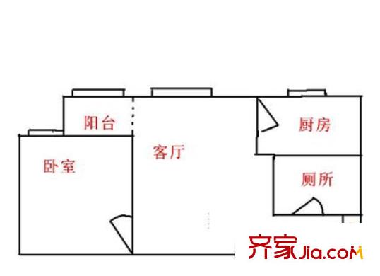 城市印象戶型圖1室1廳 戶型圖 1室1廳1衛(wèi)1廚