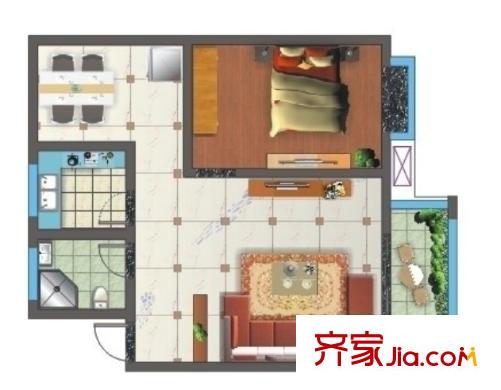 南湖名都戶型圖一室二廳 戶型圖 1室2廳
