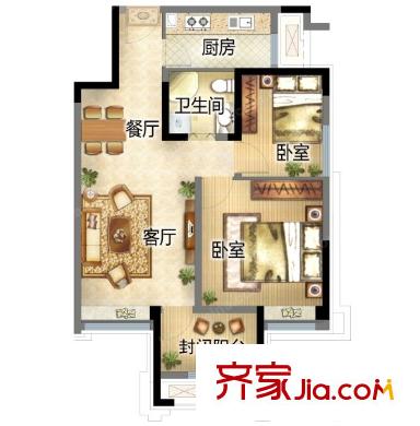 育才二村戶型圖2室2廳 戶型圖 2室2廳1衛(wèi)1廚