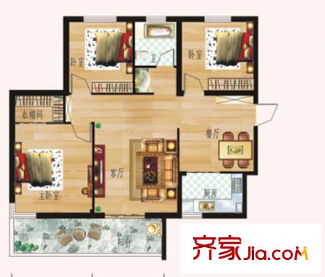 藍灣俊園戶型圖三室二廳 戶型圖 3室2廳