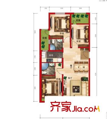 首義名居戶(hù)型圖3室2廳 3室2廳