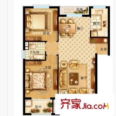 同城富苑戶型圖2室2廳 2室2廳