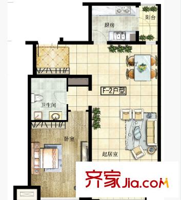 同城富苑戶型圖1室2廳 1室2廳
