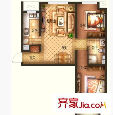 同城富苑戶型圖2室2廳 2室2廳