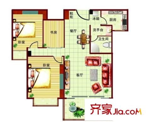 歐景苑四期戶型圖3室2廳 戶型圖 3室2廳1衛(wèi)1廚