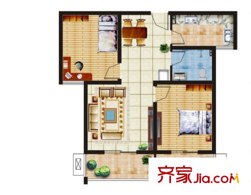 花西公寓戶型圖2室2廳 2室2廳