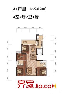 臥龍墨水湖邊12號樓A1戶型 4室2廳2衛(wèi)1廚