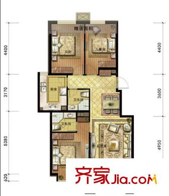 東方紅花園戶型圖3室2廳 戶型圖 3室2廳