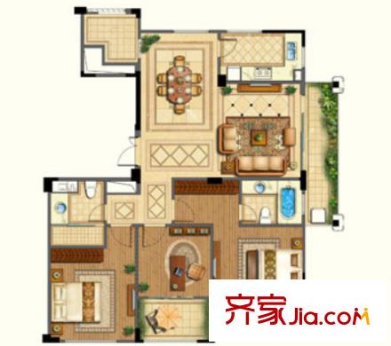 領秀中南戶型圖3室2廳 3室2廳