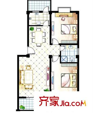 吉慶街社區(qū)戶型圖2室2廳 戶型圖 2室2廳