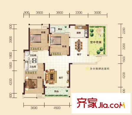 鼎盛華城B8戶型(已售罄) 3室2廳2衛(wèi)1廚