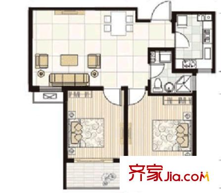 時(shí)代豪苑戶型圖2室2廳 2室2廳