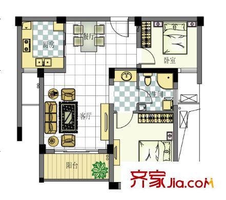 時(shí)代豪苑戶型圖2室2廳 2室2廳