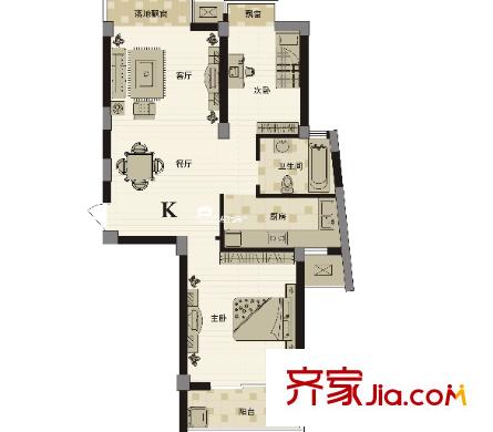 時(shí)代豪苑戶型圖2室2廳 2室2廳