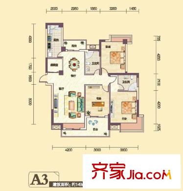 鴻江花畔里戶型圖花畔里 戶型圖 3室2廳2衛(wèi)1廚
